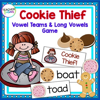 Preview of Long Vowel Teams PHONICS READING INTERVENTION GAME 1st & 2nd Grade COOKIE THIEF