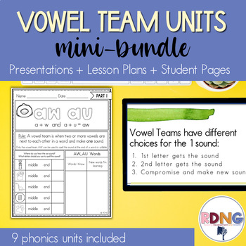 Preview of Vowel Team Long Vowel Digraph & Diphthong Phonics Unit Lesson Plans & Activities