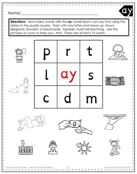 long a vowel sound and vowel team worksheets and activities by tammys toolbox