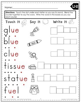 vowel team multisensory word work packet for long u by