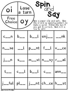 Vowel Team OI and OY Partner and Independent Activities Freebie!