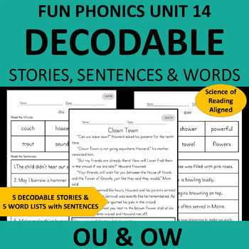 Preview of Vowel Team OU & OW | Decodable Passages & Lessons | Second Grade Phonics Unit 14