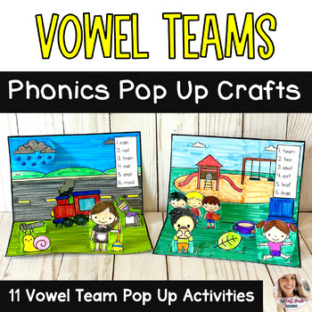 Preview of Vowel Team Phonics Pop Up Crafts and Spelling Activities