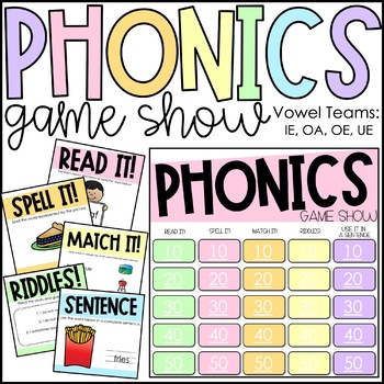 Preview of Vowel Team Phonics Review Game | Vowel Team IE, OA, OE, UE