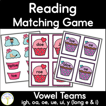 Preview of Vowel Team Sounds Matching Games for Valentine's Day