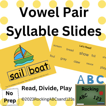 Preview of Vowel Team Syllable Slideshow: vowel digragh/diphthong: Read, Divide, Play Games