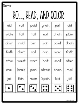 Vowel Team Worksheets for ai by 180 Days of Reading TpT