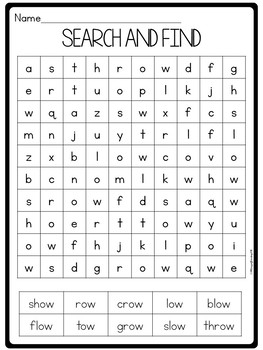 Vowel Team Worksheets for ow as in snow by 180 Days of Reading | TpT