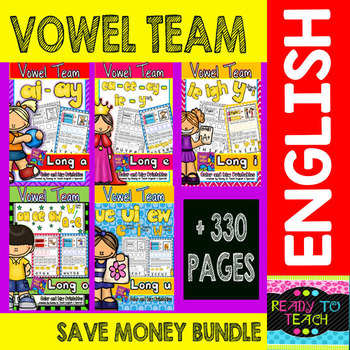 Preview of Vowel Team (a-e-i-o-u) Bundle of Printables (Both Versions)