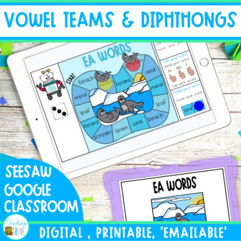 Preview of Vowel Teams and Diphthongs Games Bundle | Digital and Printable