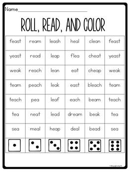 vowel team ea worksheets by 180 days of reading tpt