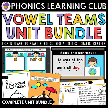 Preview of Long Vowel Teams Worksheets and Vowel Team Phonics Curriculum Unit Bundle