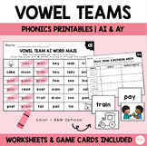 Vowel Teams AI & AY | Phonics Printables | Worksheets | Word Work