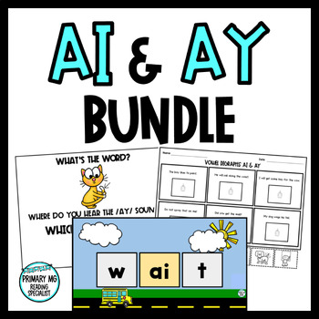 Preview of Vowel Teams AI and AY Phonics BUNDLE | Worksheets and Digital | Vowel Digraphs