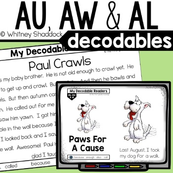 Preview of Vowel Teams AW AU AL Decodable Readers and Decodable Passages for First Grade