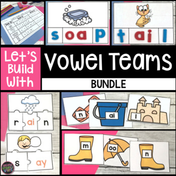 Preview of Vowel Teams Activities - Phonics Activities - Vowel Teams Word Work Centers