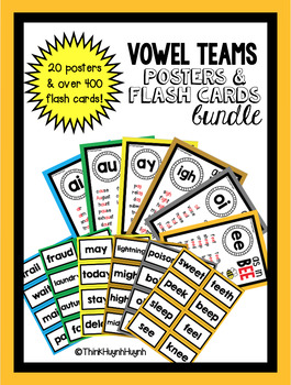 Preview of Vowel Teams Bundle - Phonics, Digraphs, & Diphthongs (Posters and Flash Cards)