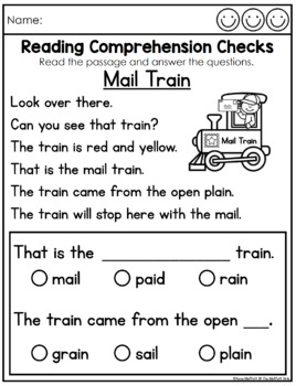 Vowel Teams Beginning Reading Comprehension Checks Phonics Based GOOGLE ...