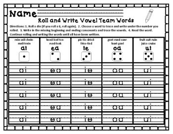 Vowel Teams Differentiated Worksheets by Tammy Haefer | TpT