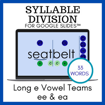 Preview of Phonics Syllable Division Vowel Teams Digraphs Long e ee ea Google Slides™️