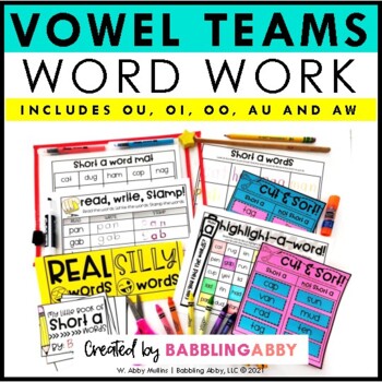 Preview of Phonics Worksheets Vowel Teams Diphthongs Word Work Activities 1st Grade