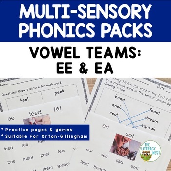 Preview of Vowel Teams EE & EA | Orton-Gillingham Multisensory Phonics Activities