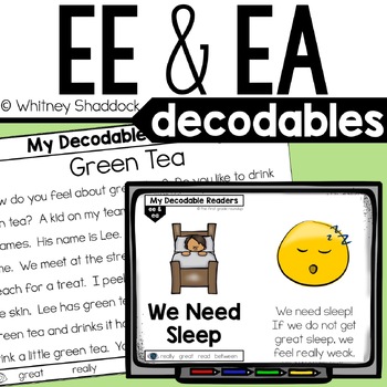 Preview of Vowel Teams EE and EA Decodable Readers and Reading Passages for First Grade