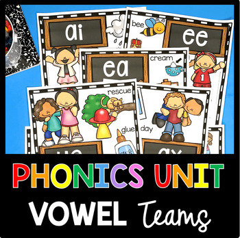 Preview of Vowel Teams - Kindergarten - First and Second Grade Phonics Unit - Long Vowels