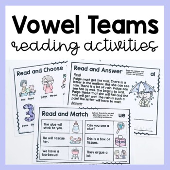 Preview of Vowel Teams Long Vowel Decodable Readers ai ay ea ee ie oa oe ue ui