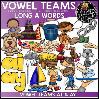 Preview of Vowel Teams - Long a  Clip Art Set {Educlips Clipart}