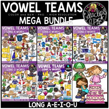 Preview of Vowel Teams Mega Bundle {Educlips Clipart}