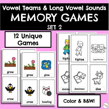 Preview of Vowel Teams Memory Games Set 2 | Diphthongs Memory Games Set 2