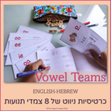 Vowel Teams Navigation Cards English-Hebrew כרטיסיות ניווט