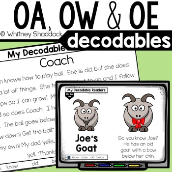 Preview of OA OW OE Vowel Teams Decodable Readers and Reading Passages