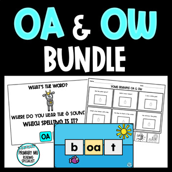 Preview of Vowel Teams OA and OW Phonics BUNDLE | Worksheets and Digital | Vowel Digraphs
