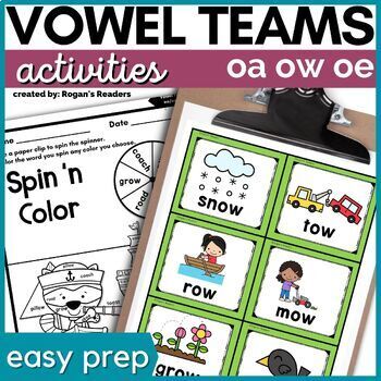 Preview of Long o Vowel Teams Worksheets and Differentiated Activities - OA OW OE
