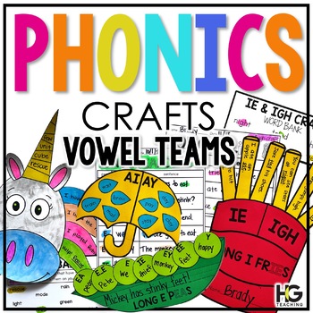 Preview of Vowel Teams Phonics Crafts and Reading Activities | Phonics Sentences