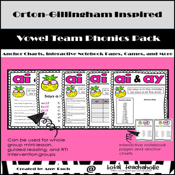 Preview of Vowel Teams Posters and Phonics Activities { ai and ai} FREEBIE #1