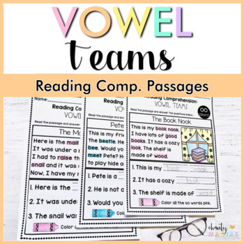 Preview of Vowel Teams Reading Comprehension Passages
