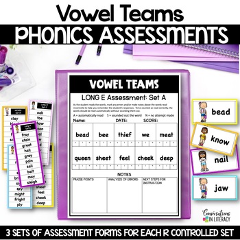 Preview of Vowel Teams Diphthongs Word Lists Phonics Assessments and Data Collection Sheets