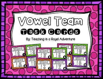 Preview of Vowel Team Task Cards (Multiple Choice)