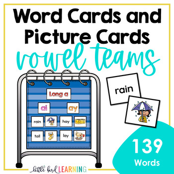 Preview of Vowel Teams Decodable Word Cards and Picture Cards Pocket Chart Activity