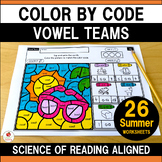 Vowel Teams Worksheets Color by Code Summer Science of Rea