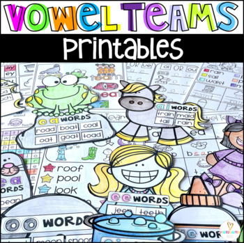 Preview of Vowel Teams Worksheets Printables and Activities for First Grade