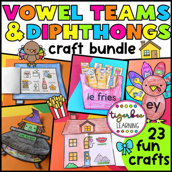 Preview of Vowel Teams and Diphthongs Crafts Bundle