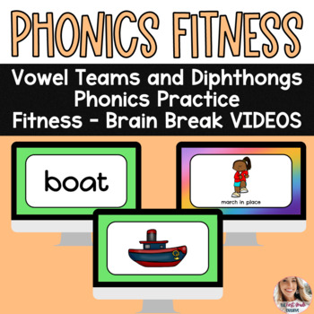 Preview of Vowel Teams and Diphthongs Phonics Fitness Practice Videos