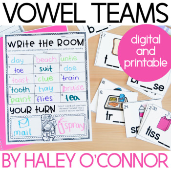 Preview of Vowel Teams and Diphthongs Printables, Centers, and Digital Activities