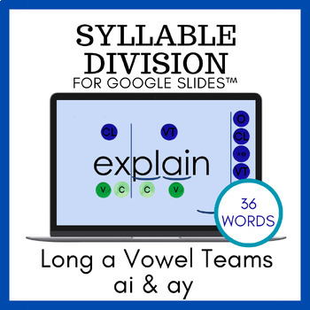 Preview of Phonics Syllable Division Vowel Teams ay ai Long A Digraphs for Google Slides™