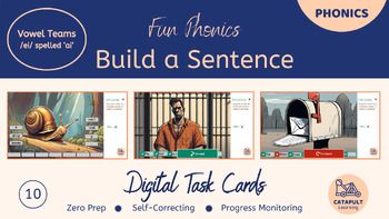 Preview of Vowel Teams - /ei/ spelled 'ai' - Sentence Builder - Digital Task Cards