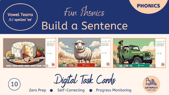 Preview of Vowel Teams - /i"/ spelled 'ee' - Sentence Builder - Digital Task Cards